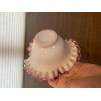 VTG FENTON Silver Crest PEACH BLOW Ruffled Rim Art Glass Vase 3.5"H