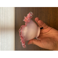 VTG FENTON Silver Crest PEACH BLOW Ruffled Rim Art Glass Vase 3.5"H