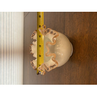 VTG FENTON Rose Pink Crest Milk Glass Ruffled Rim Vase 4.25"H