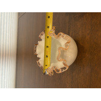 VTG FENTON Rose Pink Crest Milk Glass Ruffled Rim Vase 4.25"H