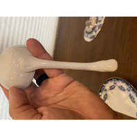 ANTIQUE ALBION POTTERY Blue/White Lidded Tureen W/Gold Accents & Underplate