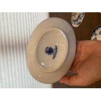 ANTIQUE ALBION POTTERY Blue/White Lidded Tureen W/Gold Accents & Underplate