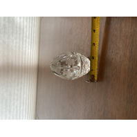 VTG Crystal Floral Etched Egg Shaped Paperweight 3.5"H