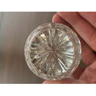 VTG Crystal Floral Etched Egg Shaped Paperweight 3.5"H