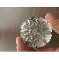 VTG Crystal Floral Etched Egg Shaped Paperweight 3.5"H