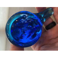 VTG Leo Ward Small Blue  Art Glass Bird Of Happiness Figurine 3.5"L