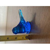 VTG Leo Ward Small Blue  Art Glass Bird Of Happiness Figurine 3.5"L
