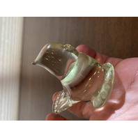 1995 VTG RON RAY Small Clear Tinted Yellow Art Glass Cardinal Bird Figurine 4"L