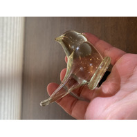 1995 VTG RON RAY Small Clear Tinted Yellow Art Glass Cardinal Bird Figurine 4"L