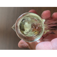 1995 VTG RON RAY Small Clear Tinted Yellow Art Glass Cardinal Bird Figurine 4"L