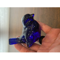 FENTON Blue/Violet Art Glass Song Bird Paperweight 4"L