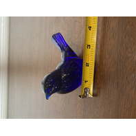 FENTON Blue/Violet Art Glass Song Bird Paperweight 4"L