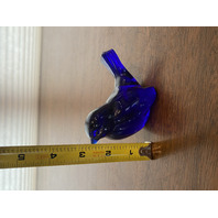 FENTON Blue/Violet Art Glass Song Bird Paperweight 4"L