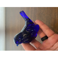 FENTON Blue/Violet Art Glass Song Bird Paperweight 4"L