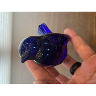 FENTON Blue/Violet Art Glass Song Bird Paperweight 4"L