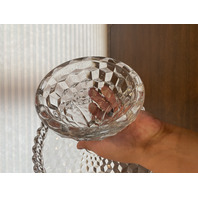 VTG AMERICAN FOSTORIA Cubist Circle Glass Cake Plate W/Rum Well 10"W