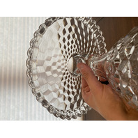 VTG AMERICAN FOSTORIA Cubist Circle Glass Cake Plate W/Rum Well 10"W