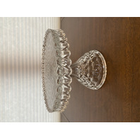 VTG AMERICAN FOSTORIA Cubist Circle Glass Cake Plate W/Rum Well 10"W