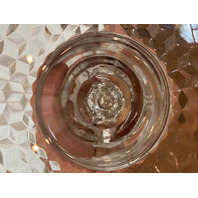 VTG AMERICAN FOSTORIA Cubist Circle Glass Cake Plate W/Rum Well 10"W