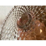 VTG AMERICAN FOSTORIA Cubist Circle Glass Cake Plate W/Rum Well 10"W