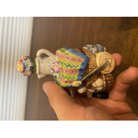 1996 VTG Fitz & Floyd Countryside Rocking chair/Barrel/Cat Salt & Pepper Shakers