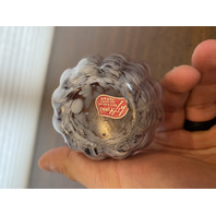 Small Lefton Purple & White Splatter Art Glass Vase W/Label 6.5"H JAPAN