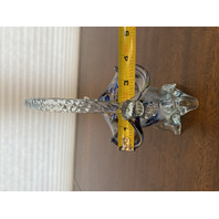 VTG HAND BLOWN Multicolored Splatter Art Glass Basket W/Twisted Handle 7.75"H