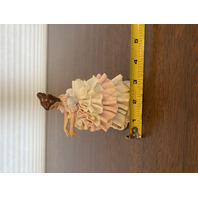 ANTIQUE DRESDEN Laced Porcelain Pink/White Dress Elegant Lady Figurine 4.75"H