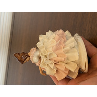 ANTIQUE DRESDEN Laced Porcelain Pink/White Dress Elegant Lady Figurine 4.75"H