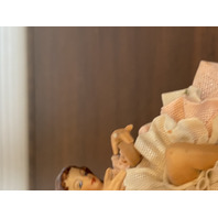 ANTIQUE DRESDEN Laced Porcelain Pink/White Dress Elegant Lady Figurine 4.75"H