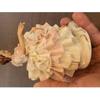 ANTIQUE DRESDEN Laced Porcelain Pink/White Dress Elegant Lady Figurine 4.75"H