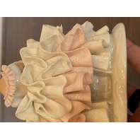 ANTIQUE DRESDEN Laced Porcelain Pink/White Dress Elegant Lady Figurine 4.75"H