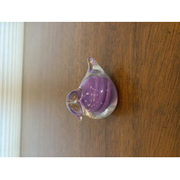 VTG Purple & Clear Small Art Glass Bird Paperweight 2.75"L