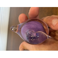 VTG Purple & Clear Small Art Glass Bird Paperweight 2.75"L