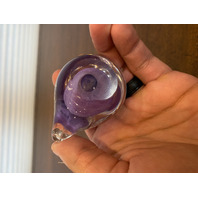 VTG Purple & Clear Small Art Glass Bird Paperweight 2.75"L