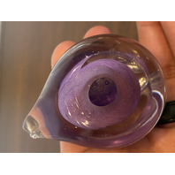 VTG Purple & Clear Small Art Glass Bird Paperweight 2.75"L