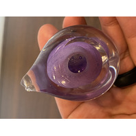 VTG Purple & Clear Small Art Glass Bird Paperweight 2.75"L