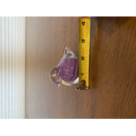 VTG Purple & Clear Small Art Glass Bird Paperweight 2.75"L