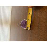 VTG Purple & Clear Small Art Glass Bird Paperweight 2.75"L