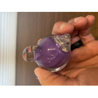 VTG Purple & Clear Small Art Glass Bird Paperweight 2.75"L