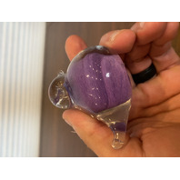 VTG Purple & Clear Small Art Glass Bird Paperweight 2.75"L