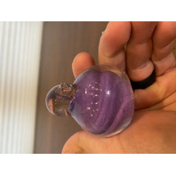 VTG Purple & Clear Small Art Glass Bird Paperweight 2.75"L