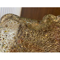 VTG MURANO Multicolored Silver Flake Confetti Ashtray Bowl 6"L ITALY