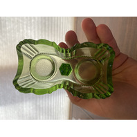 VTG Imperial Glass Green Salt & Pepper Shakers W/Stand 3 PC SET