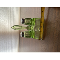 VTG Imperial Glass Green Salt & Pepper Shakers W/Stand 3 PC SET