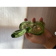 VTG Imperial Glass Green Salt & Pepper Shakers W/Stand 3 PC SET