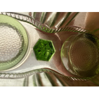 VTG Imperial Glass Green Salt & Pepper Shakers W/Stand 3 PC SET