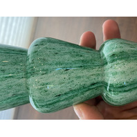 VTG FRANZ WELZ Czechoslovakian Green Striped Sparkle Cased Glass Vase 9.5"H