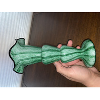 VTG FRANZ WELZ Czechoslovakian Green Striped Sparkle Cased Glass Vase 9.5"H