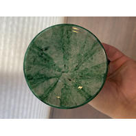 VTG FRANZ WELZ Czechoslovakian Green Striped Sparkle Cased Glass Vase 9.5"H